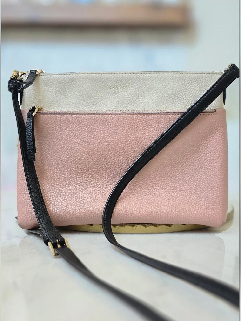 Kate Spade New York Polly Medium Crossbody in Pink and Cream Colorblock